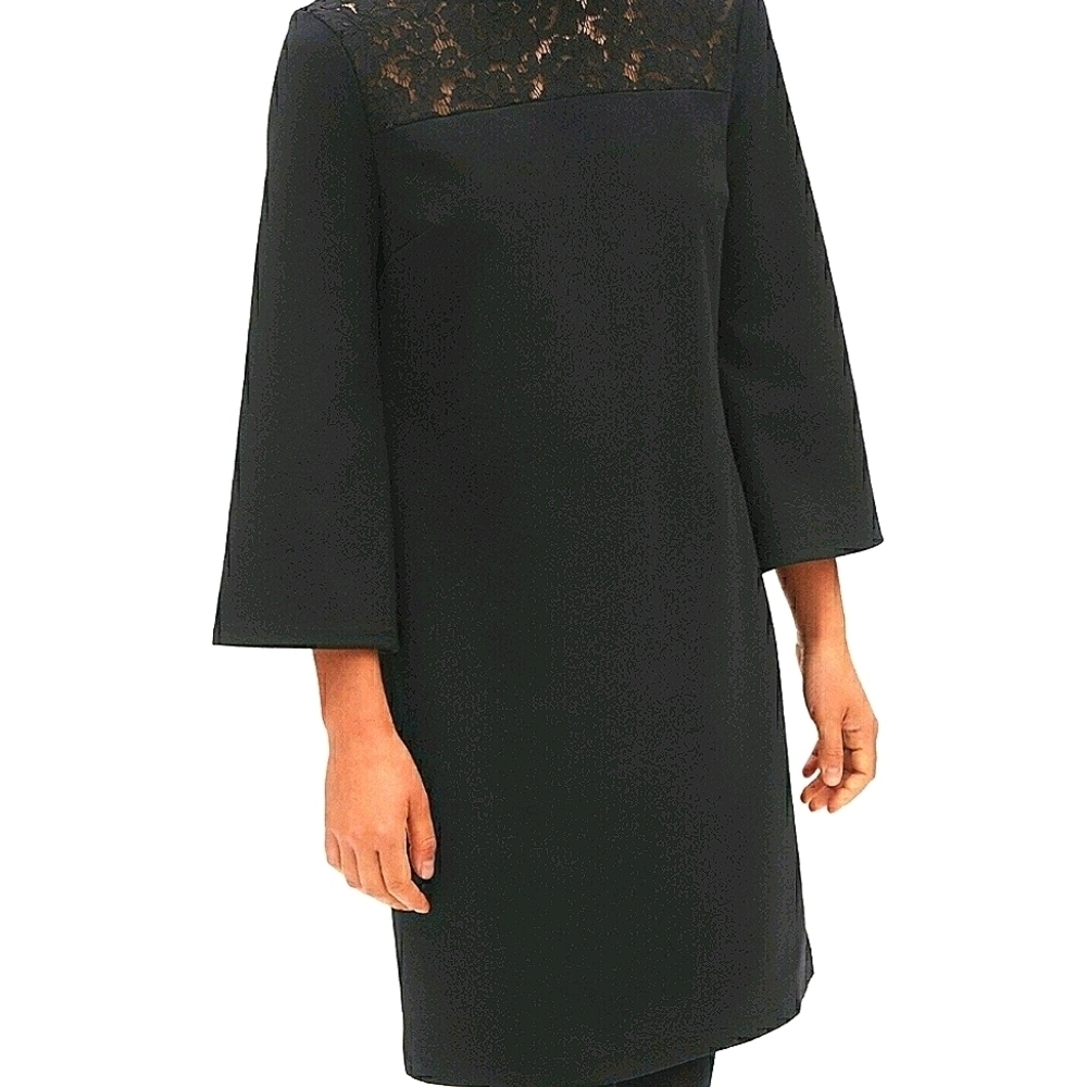 GAP EU Black Pointe Knit Dress with a Lace Yoke Size M